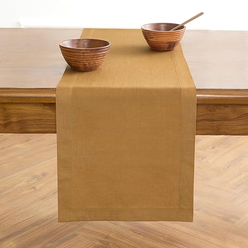 Vista 36 de Solino Home Camino de mesa de lino – 14 x 90 pulgadas, lino europeo, beige – Fete, hecho a mano con tela de lino 100% puro