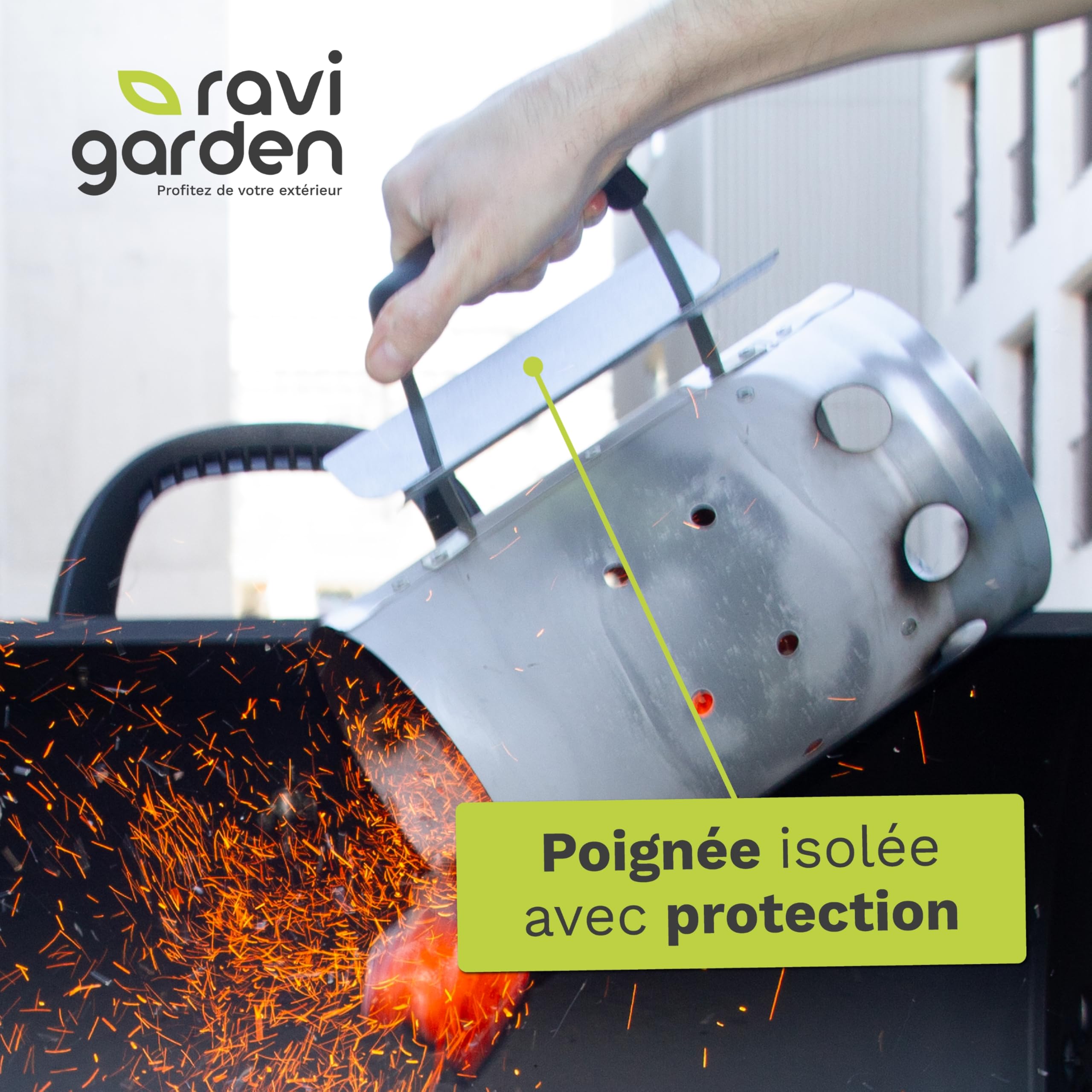 Cheminée Barbecue en Acier Galvanisé | Allume Barbecue Rapide & Efficace | Accessoire BBQ Charbon