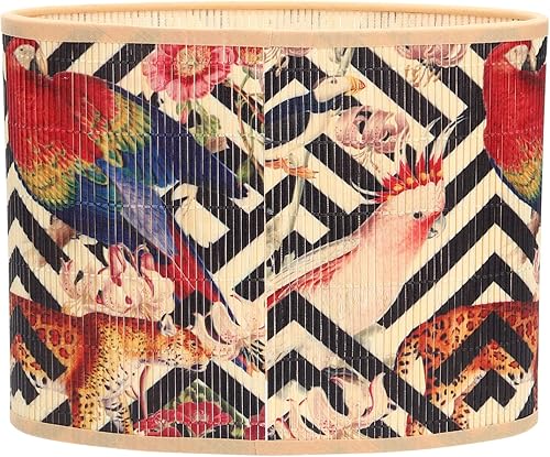 Pantalla de bambú de madera, pantalla de lámpara de araña tropical, pantalla ovalada, cubierta de luz de estilo japonés, pantallas de lámpara