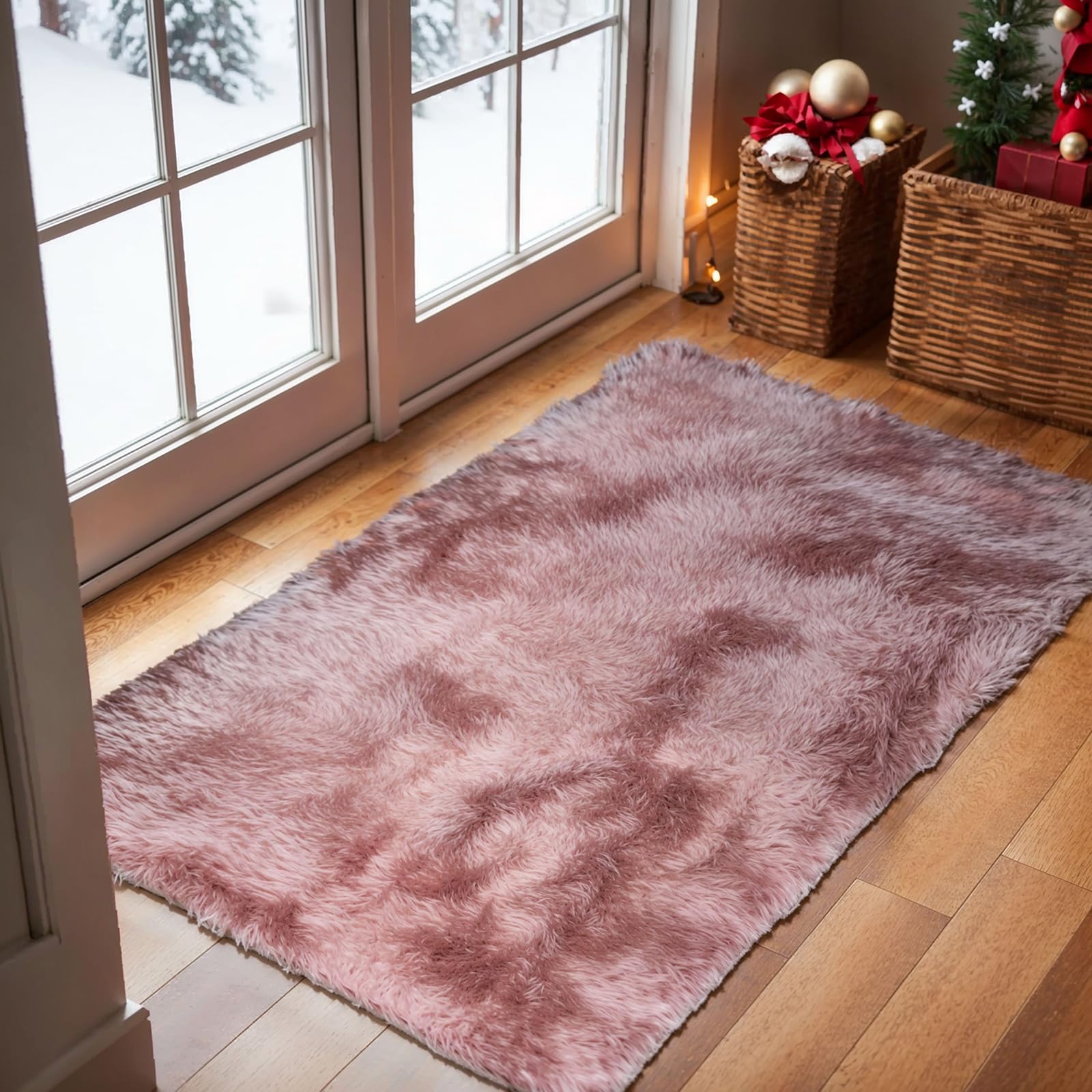 jianandi Alfombra de Salón, Alfombras Suaves y Mullidas para Dormitorio, Alfombra de Cabecera Lavable de Pelo Alto, Alfombra Relax para Salón y Dormitorio, Tie-Dye Rosa, 60cm×90cm