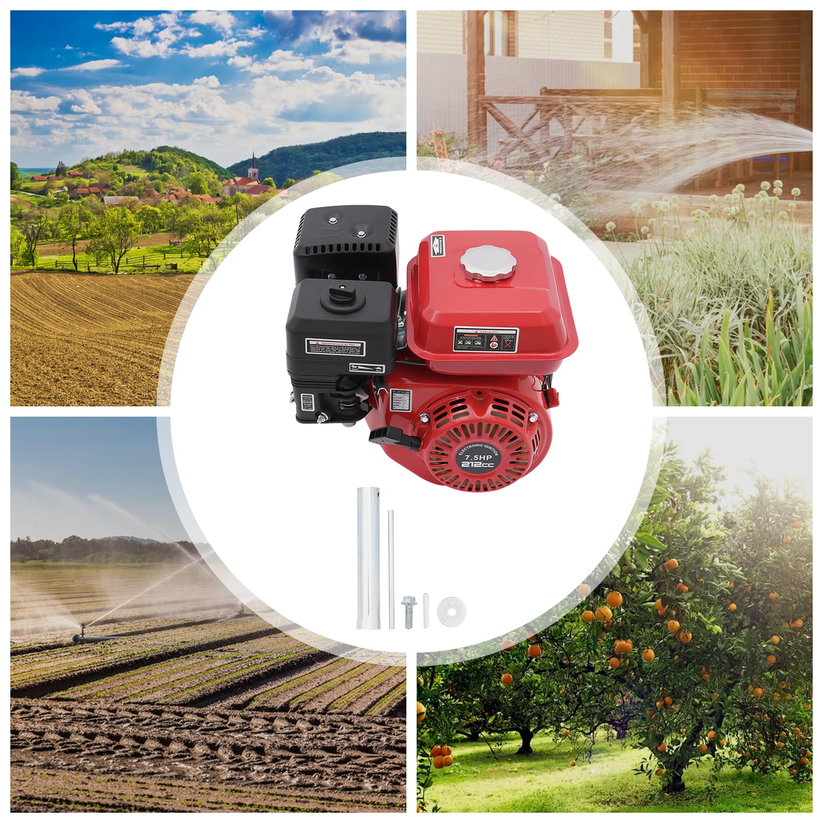 Generatore di corrente a 4 tempi, generatore di emergenza a benzina, motore a fune, motore industriale, a cilindro singolo, con raffreddamento ad aria, 7,5 Hp