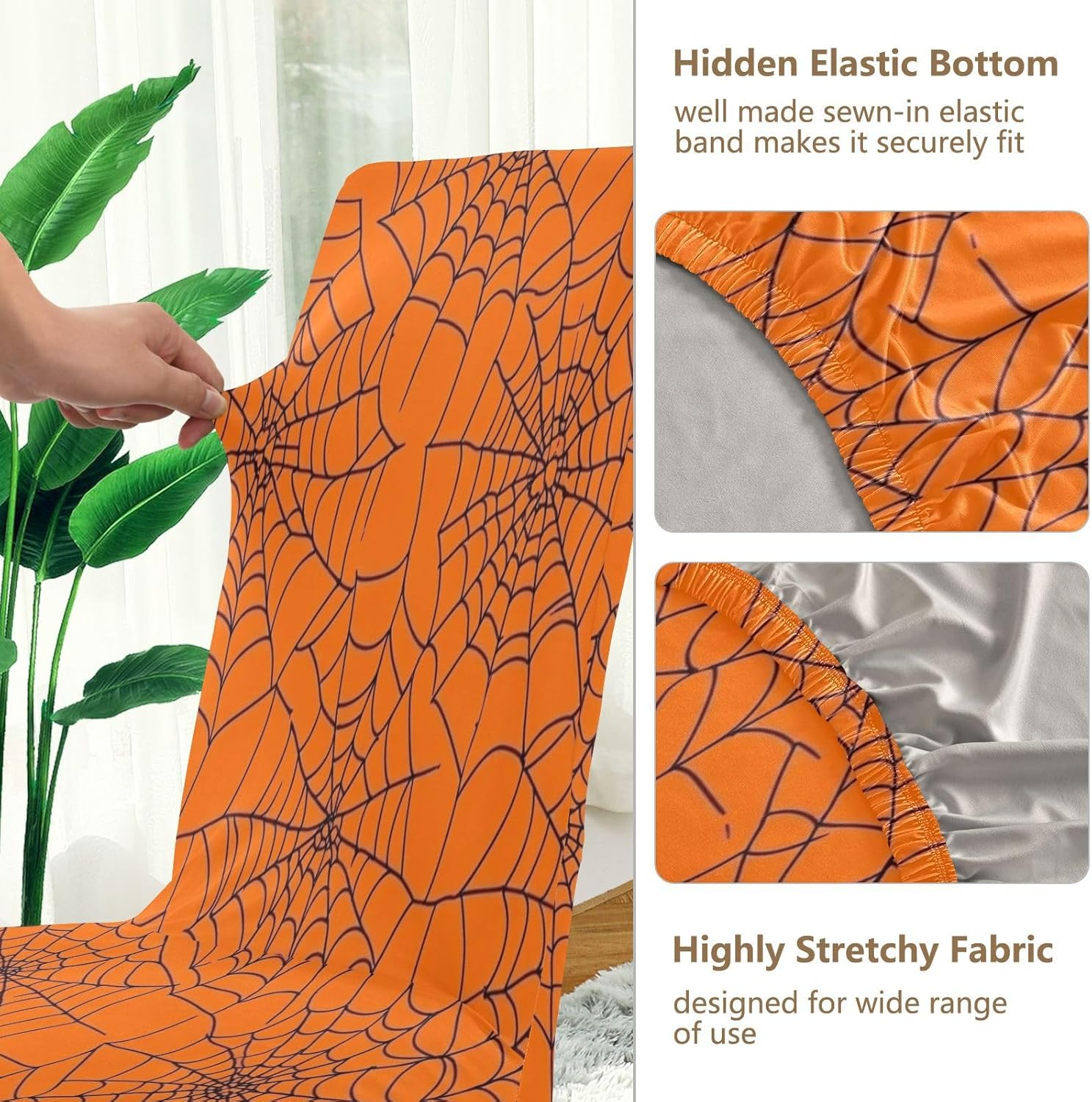 ALAZA Chair Covers for Dining Room, Spider Web Stretch Chair Cover Sets Chair Protector Removable Washable for Ktichen Restaurant Hotel