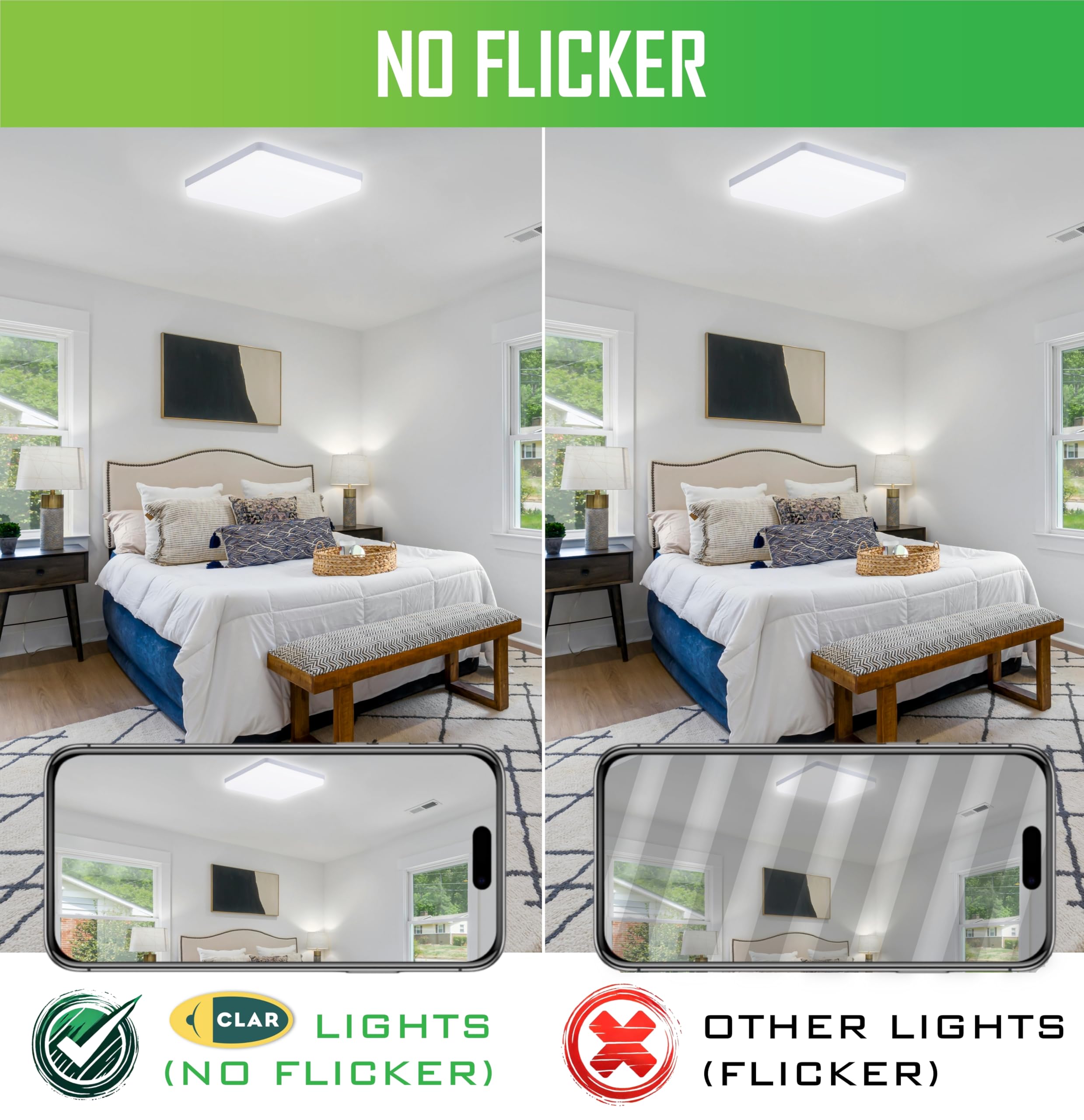 Lampa sufitowa LED, lampa sufitowa łazienkowa, lampa sufitowa do salonu, lampa sufitowa LED, sypialnia, lampa sufitowa LED, sufit, kwadratowa biel, 6000 Kº 30 W (opakowanie 5)
