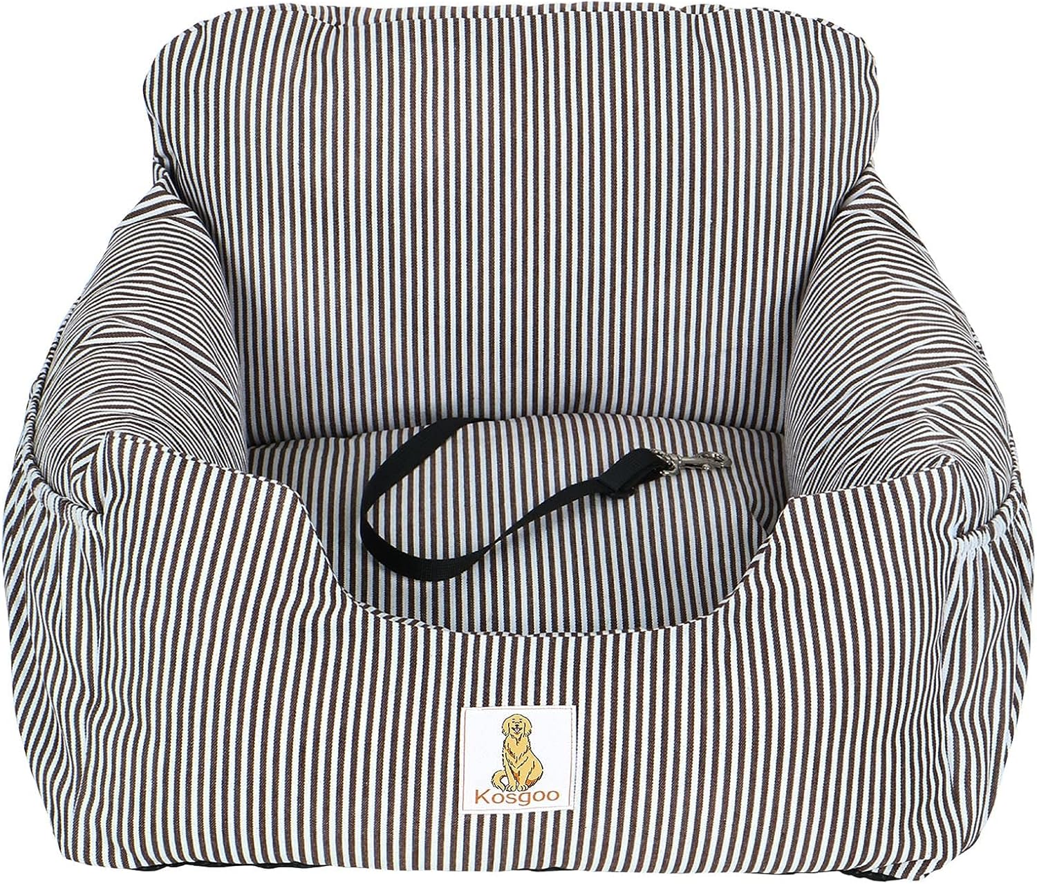 Dog Car Seat for Small Dogs,Fully Detachable and Washable Puppy Dog Booster Seats with Storage Pockets and Clip-On Safety Leash,Non-Slip Base Dog Bed Dual-use for Car and Home (Brown)