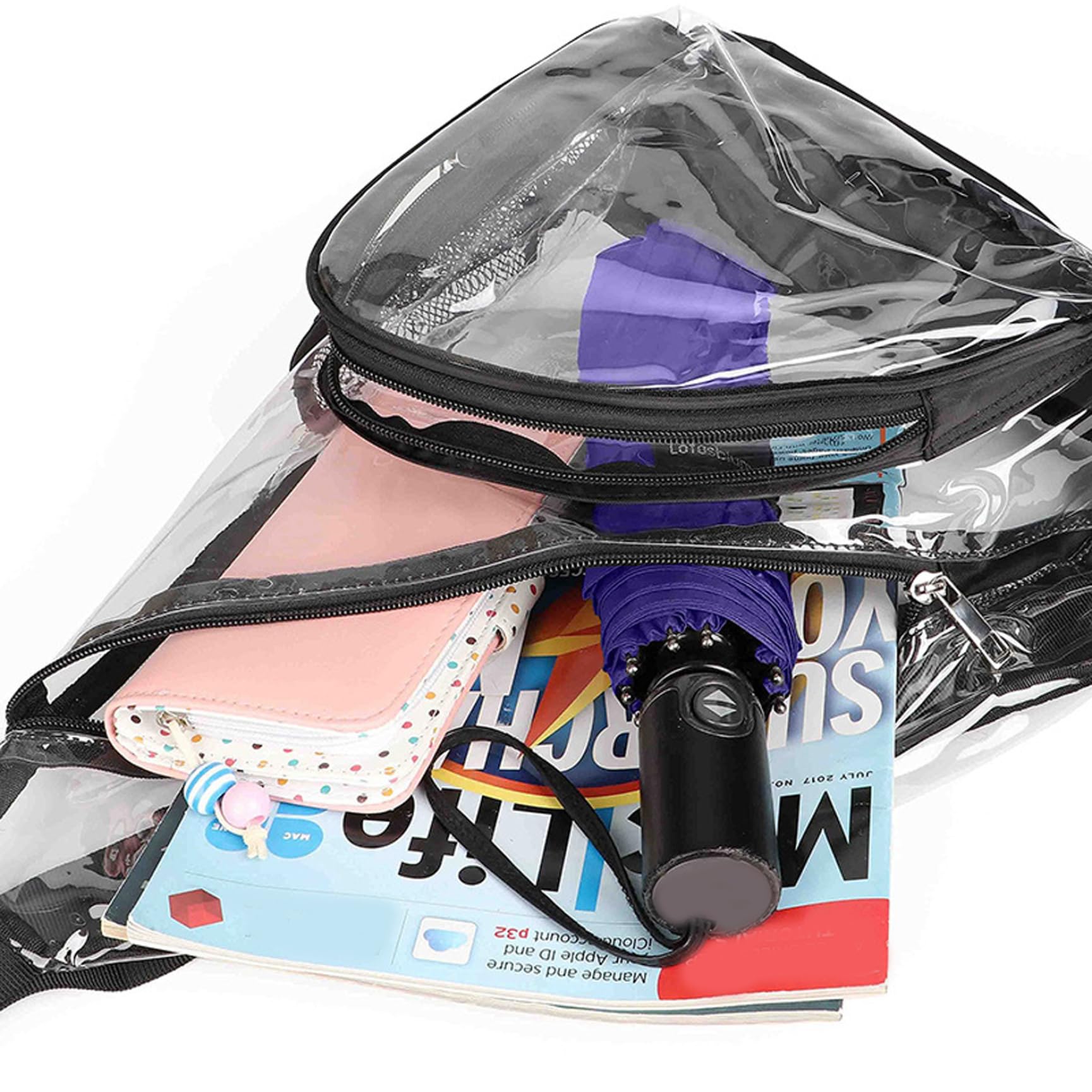 Sac à écharpe Transparent Stadium Approuvé Hommes Femmes PVC Sac à Poitrine Clear épaule Sac à Dos avec Poche de Bouteille d'eau et Sangle réglable pour Les Sacs d'épaule du Stade de Concert