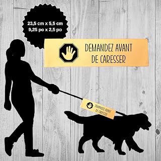 Manchon de laisse DEMANDEZ AVANT DE CARESSER pour Chien anxieux réactif se glisse sur la laisse (en français)