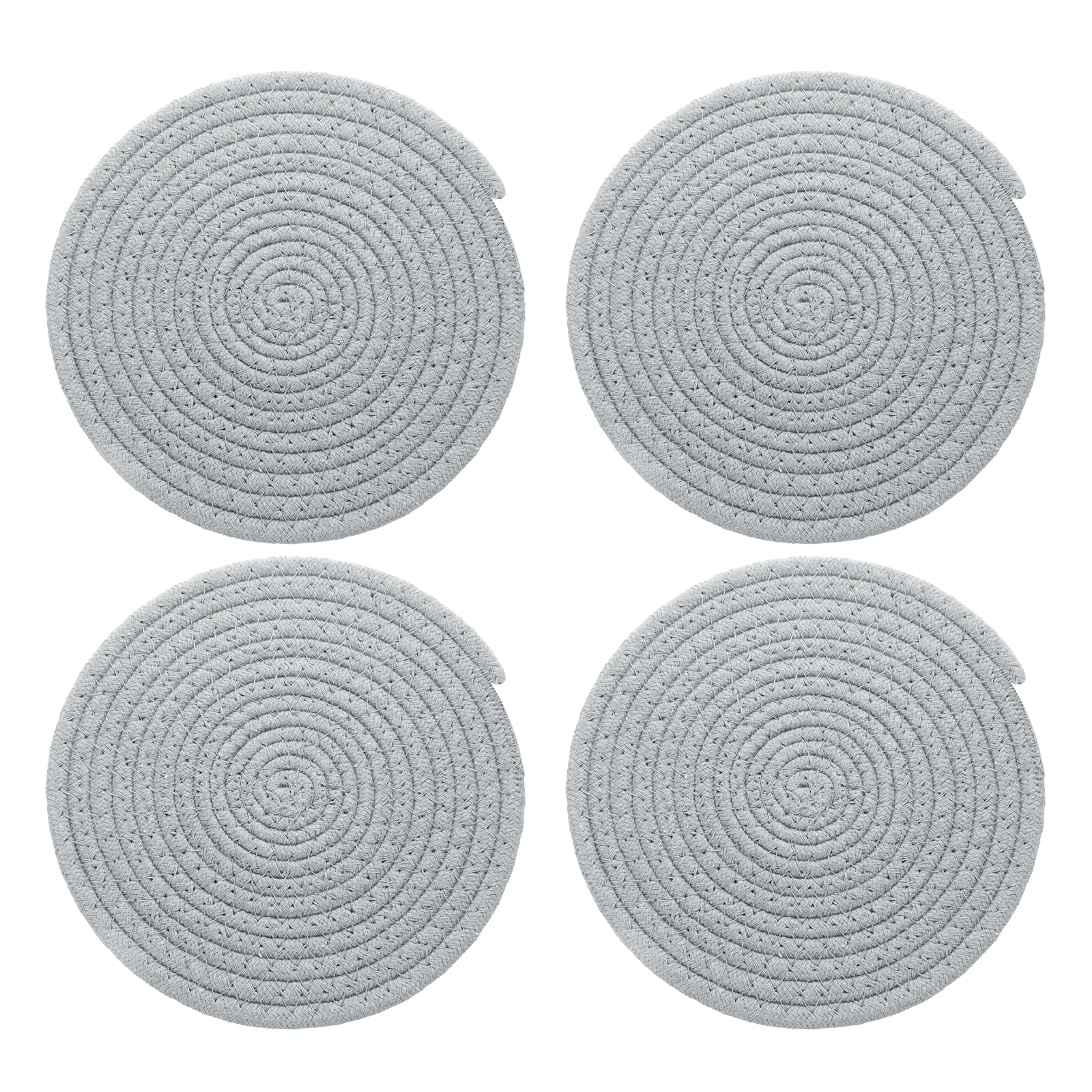 Set de table rond tressé gris de 20 cm lot de 4 pour décoration de cuisine et table style ferme
