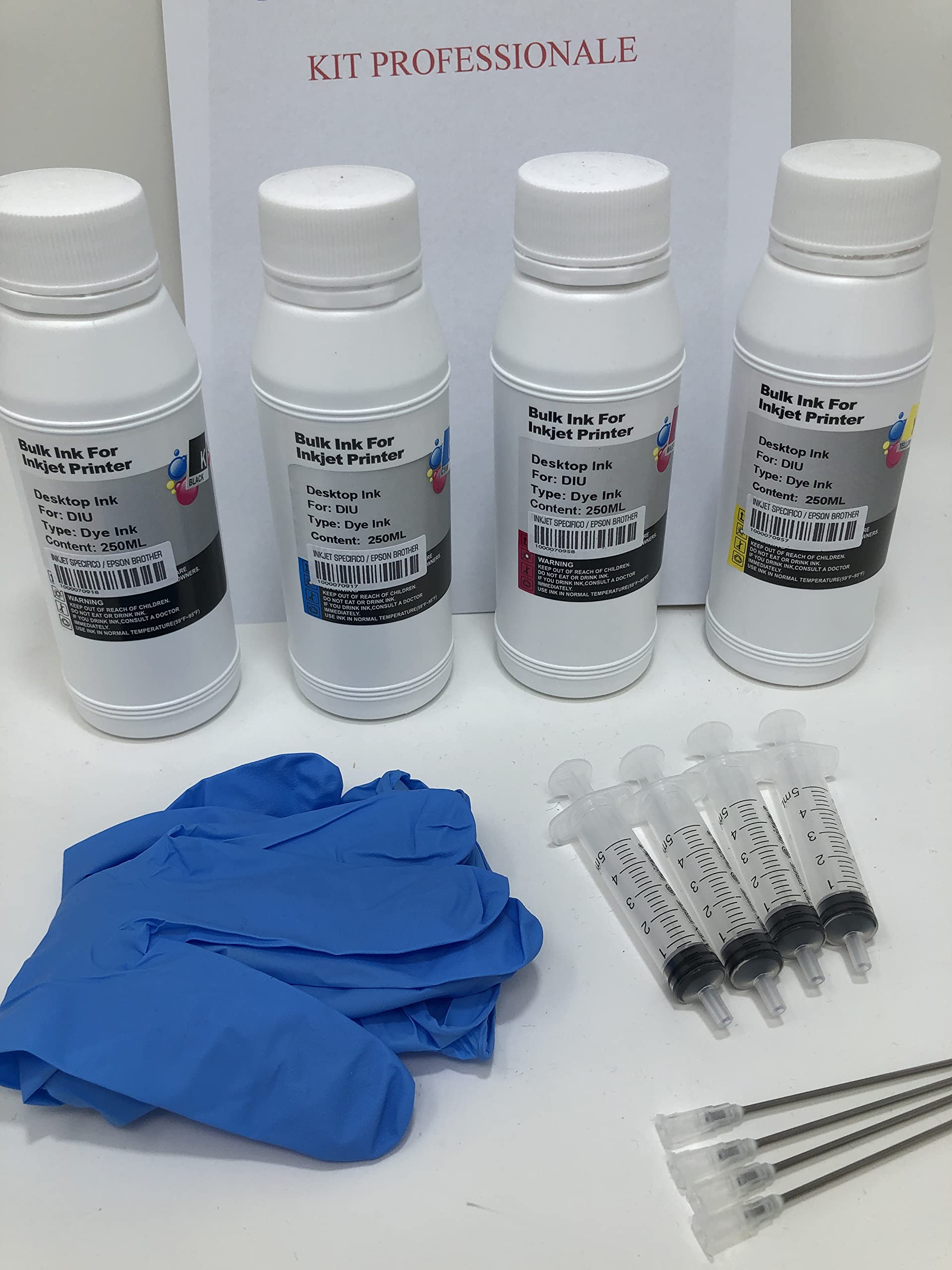 SOLOSHOPITALIA - Kit di ricarica per inchiostro, 1 LITRO, compatibile con stampanti a getto d'inchiostro desktop HP, Canon, Brother, Epson, Lexmark