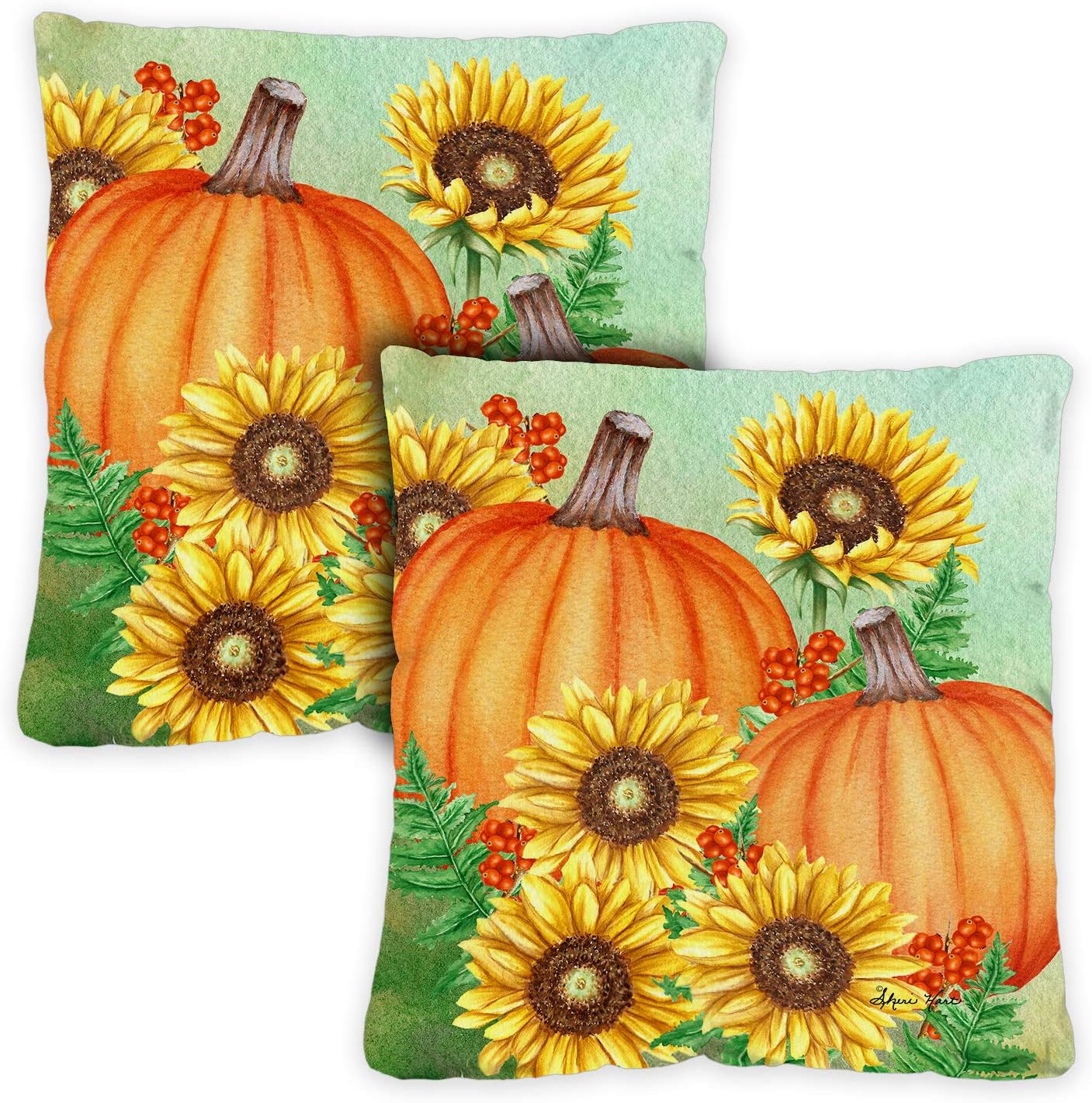 Toland Home Garden 761290 Set of 2 Pumpkins and Sunflowers
