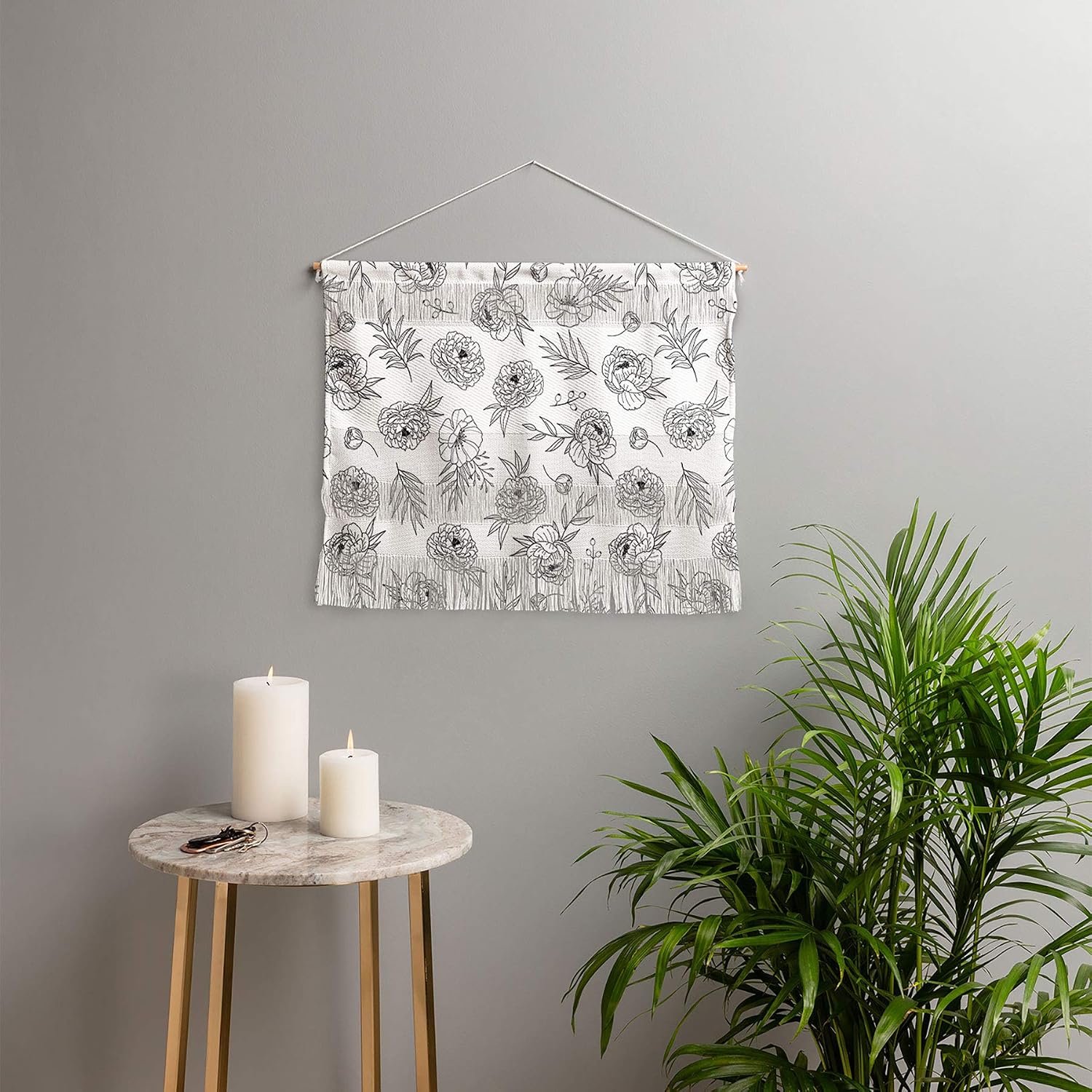 Deny Designs Floral Line Art Emanuela Carratoni Fiber Wall Hanging, Small Landscape (22” x 16