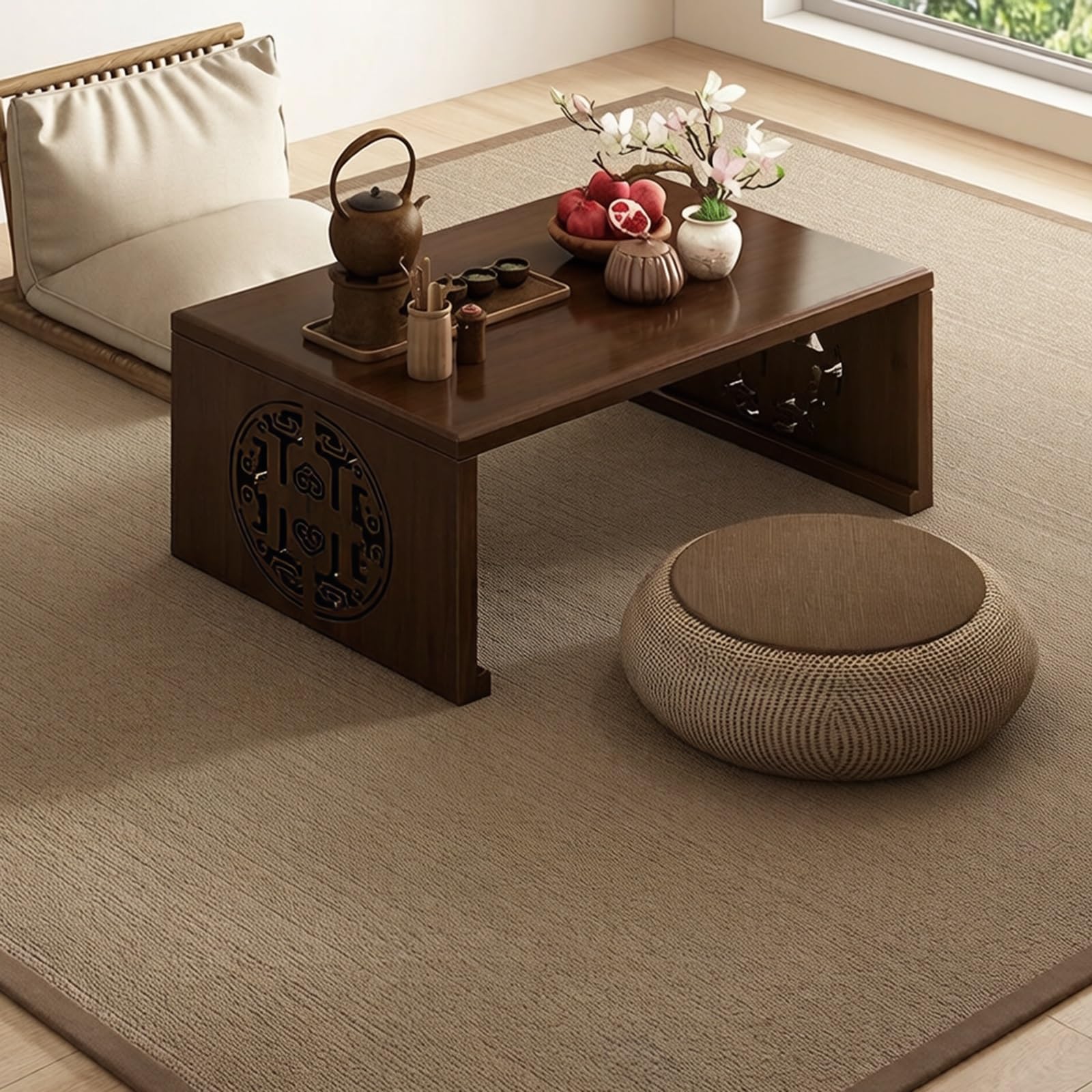 Table basse pliable en bambou pour optimiser l'espace sans aucun montage