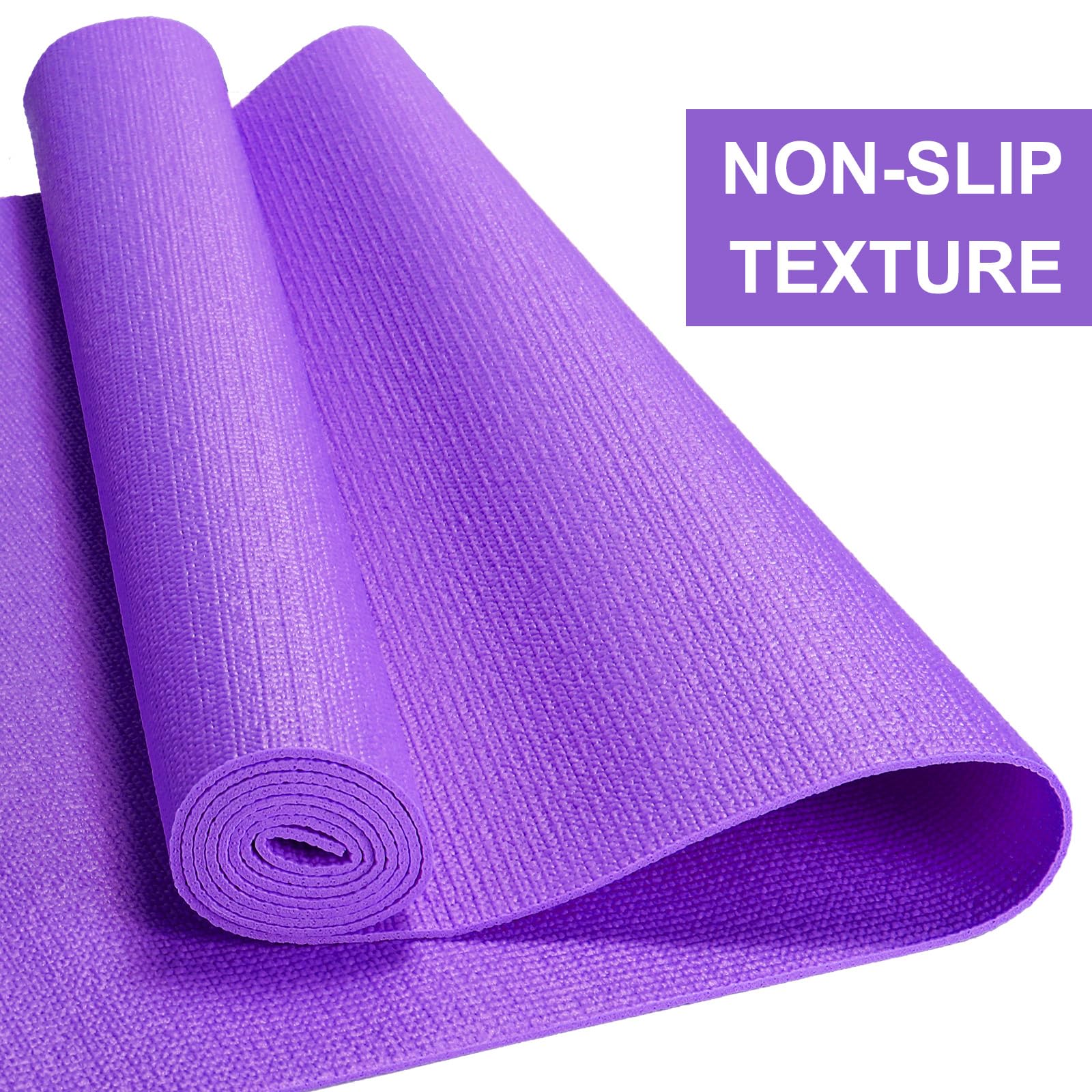 1 Pcs 3 mm Thick Yoga Mat Bulk, 68.11 x 24.02 Inches Exercise Workout Mat Non Slip Fitness Yoga Pad for Women Kids Gym Home Yoga Pilates, Reliable Sturdy Material and Easy to Clean (Purple)