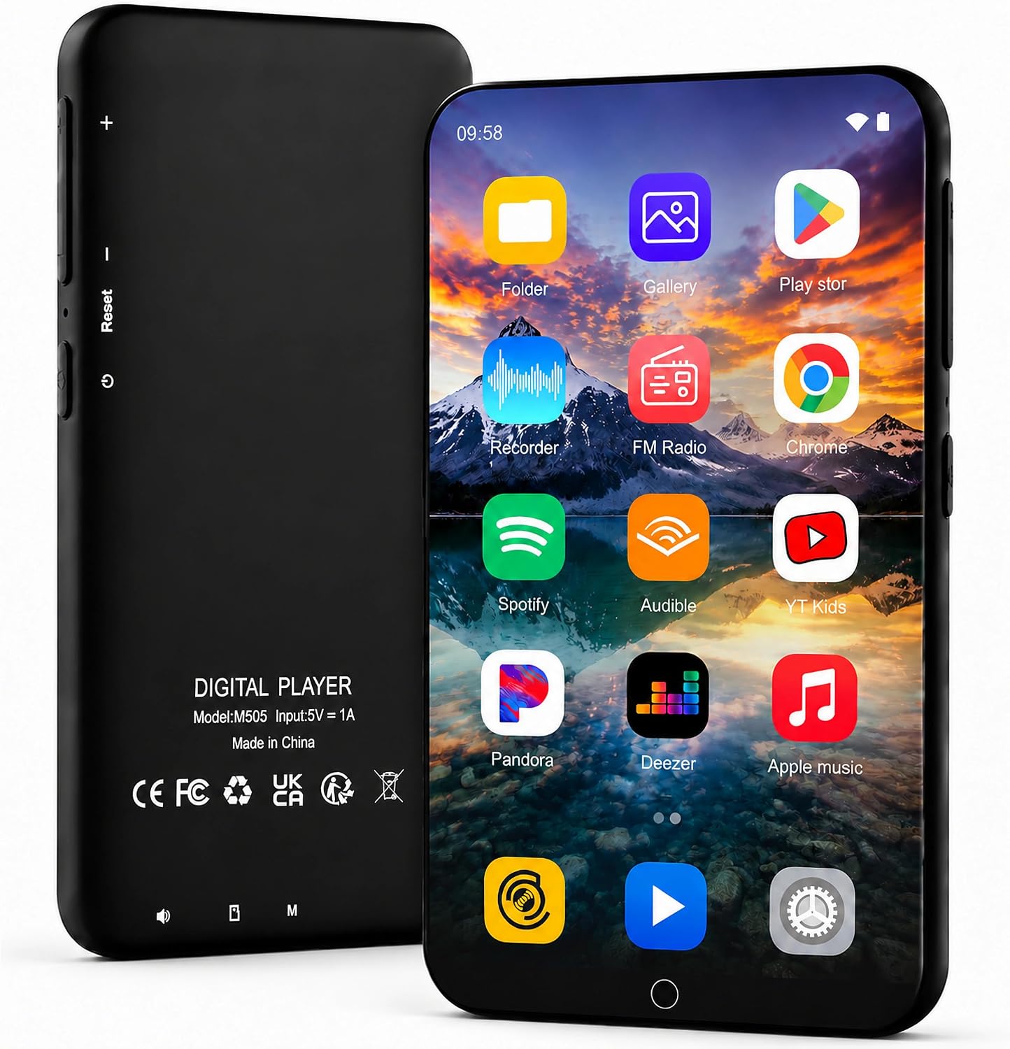 80GB MP3 Player with Bluetooth and WiFi, Android Music Player with Spotify, Pandora, Audible & Amazon Music, 4" Touch Screen MP4 Player for Kids, Portable HiFi Lossless Audio Player