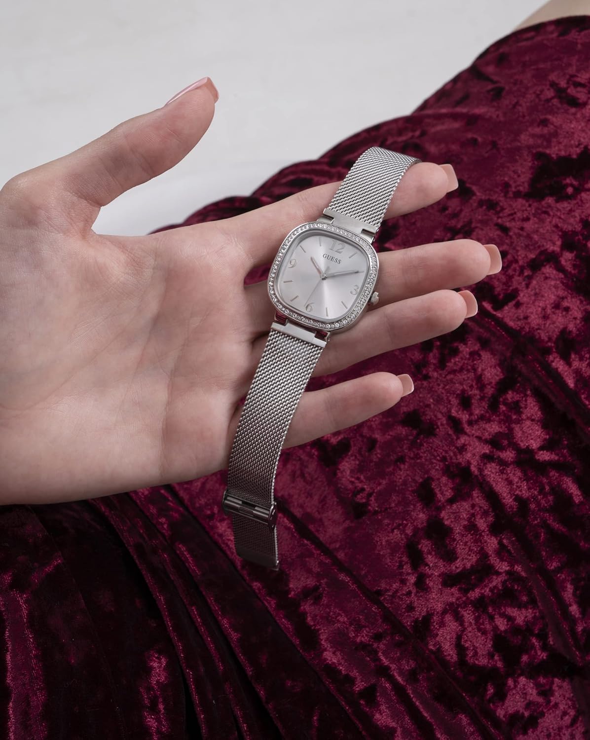 GUESS Rounded Square Bracelet Watch Silver Tone/Silver Tone/Silver image 7 of 10 B09CTHFD6R