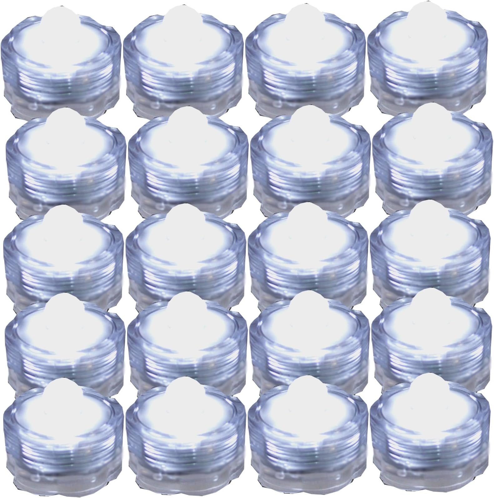 Bright LED Floral Tea Light Submersible Lights for Party Wedding (White, 20 Pack)