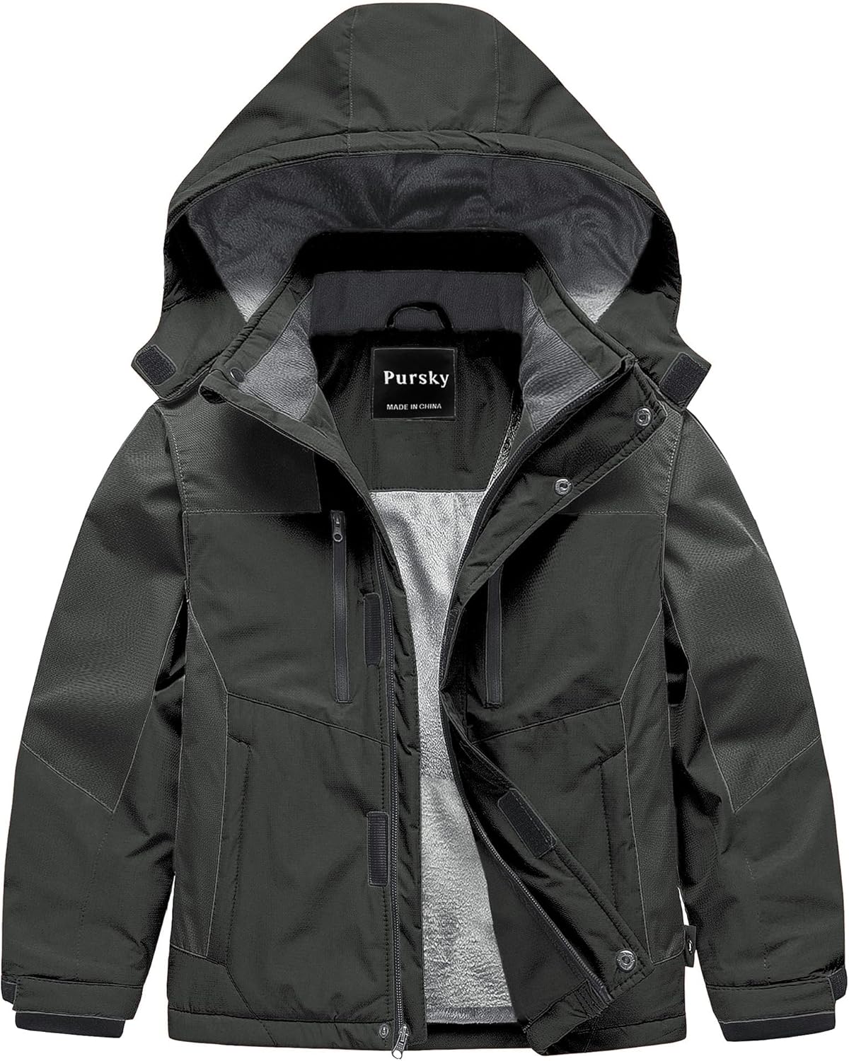 Pursky Boy's Waterproof Ski Jacket Kids Winter Snow Coats Fleece Raincoats Parka