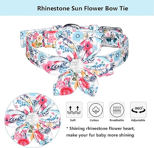 Miniatura 5 de Juego de collares y correa para perros pequeños y medianos, collares florales ajustables para cachorros, incluyendo collares de hebilla de alfiler,