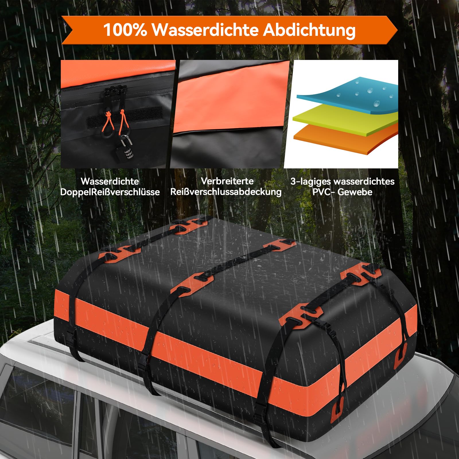 Sailnovo Dachbox 20 Kubikfuß Faltbar Dachkoffer Wasserdicht Dachtasche