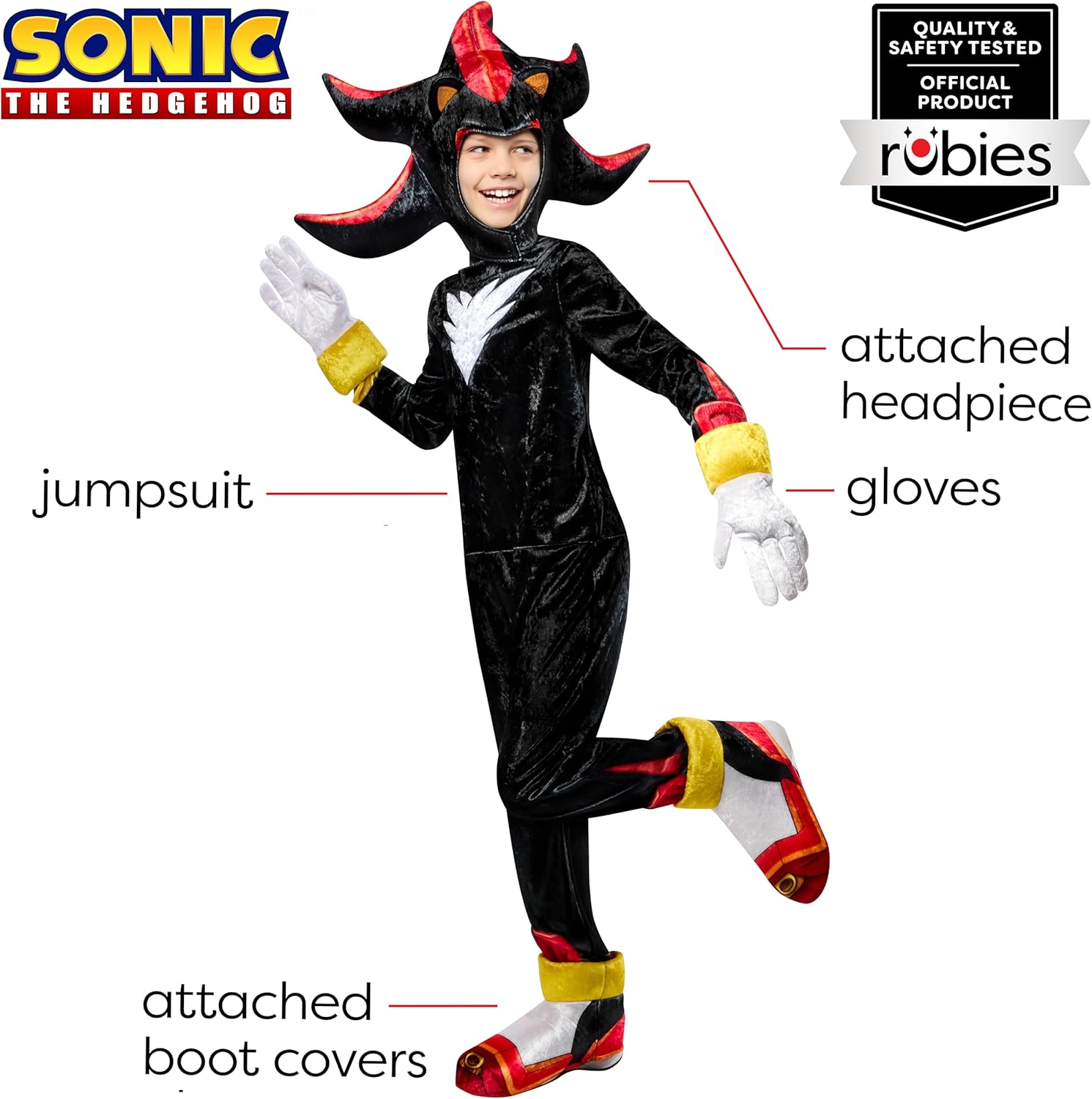 Rubies Sonic The Hedgehog: Shadow Deluxe Kids Costume for Kids, Boy's Medium