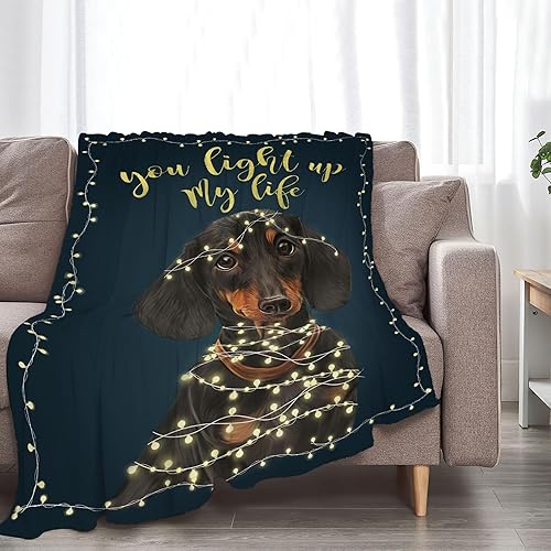 Miniatura 3 de Manta de perro salchicha para niñas y niños, regalos de perro salchicha manta para sofá, cama, forro polar de franela suave y cálida para niños y
