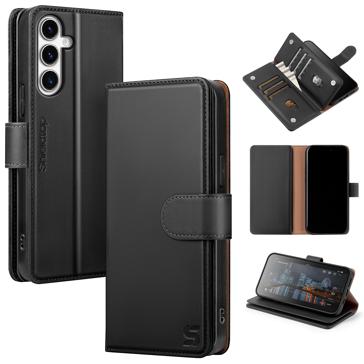 compatible with samsung galaxy s23 5g wallet case with card holder,women men rfid blocking pu leather flip tpu protective cover credit card slots,phone case for galaxy s23 6.1",black