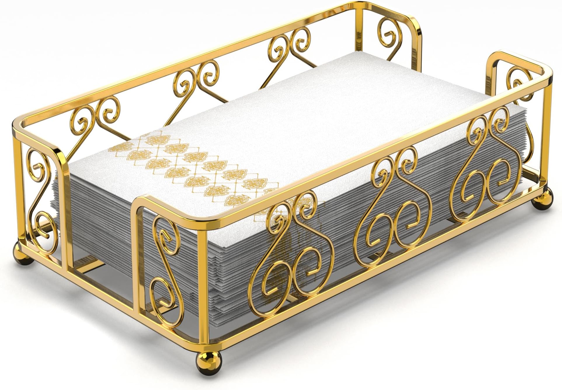Amazon.com: MyGift Deluxe Vintage Brass Tone Metal Wire Bathroom Folded ...