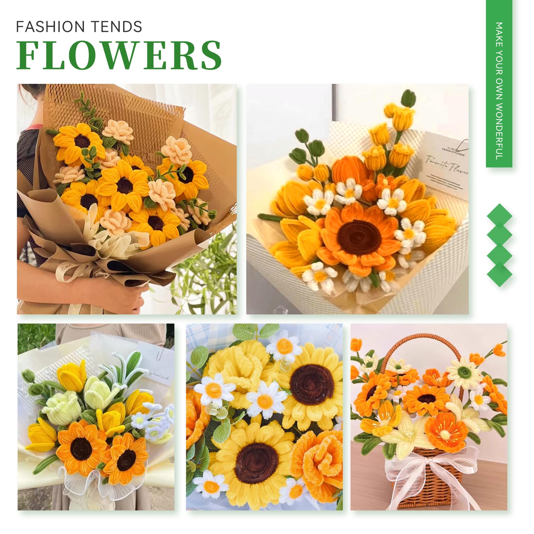 ZLPBAO Pfeifenreiniger Blumen Set | 450 Teile | 6 Farben Mit Anleitung