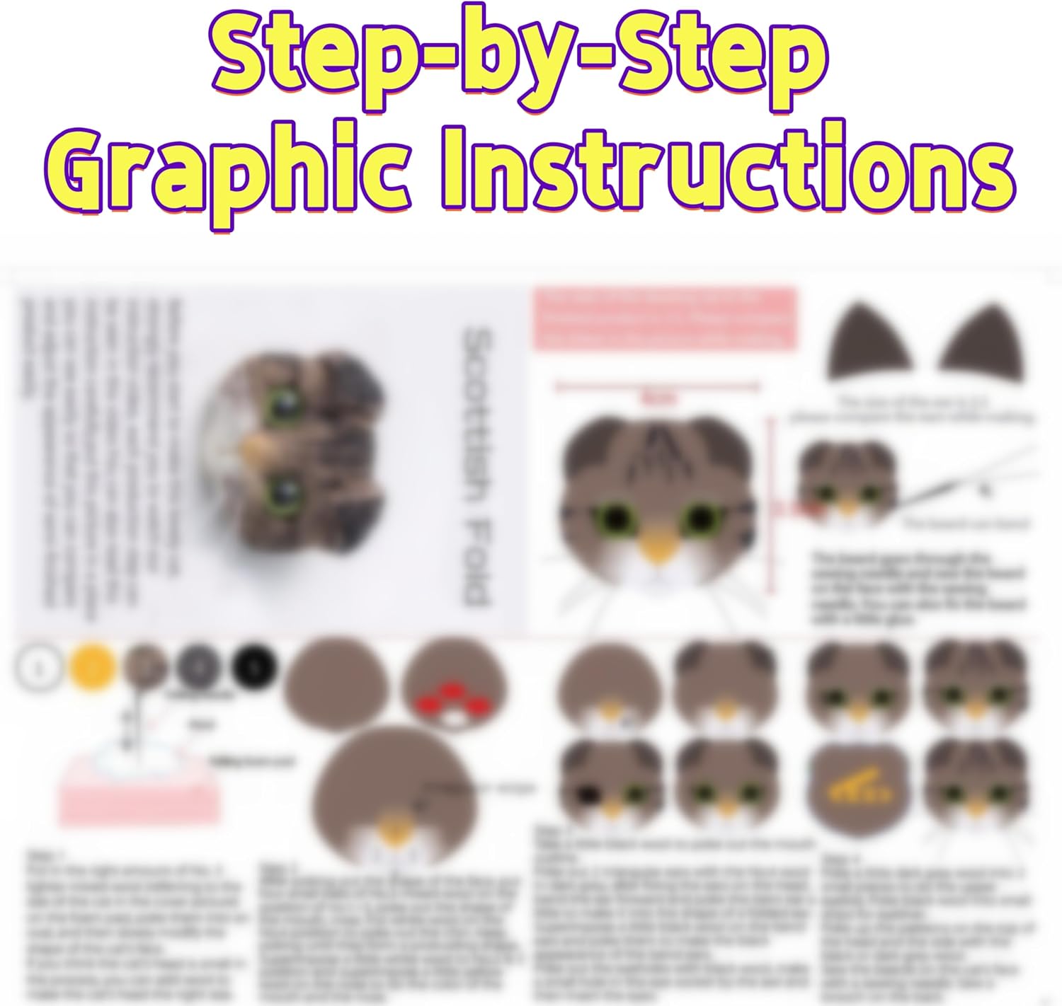 T.F GHG DIY Wool Needle Felting Kit with Basic Needle Felting Tools,Video Tutorial,Easy for Beginners,Felted Cat Kitten Brooch,Animal(Scottish Fold)