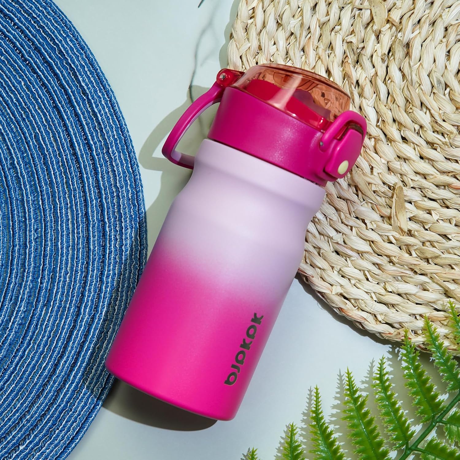 BJPKPK Insulated Water Bottle 14oz Stainless Steel Water Bottles with Straw and Carry Handle Double Wall Metal Thermal Flask,Cherry Blossom - Image 5