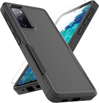 for Samsung Galaxy S20 FE 5G Case Dual Layer Protective Heavy Duty Cell Phone Cover Shockproof Rugged with Screen Protector - Military Protection Bumper Tough - Samsung Galaxy S20 FE 5G, Black