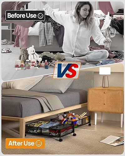 Miniatura 3 de Almacenamiento debajo de la cama con ruedas, contenedores de almacenamiento plegables de metal debajo de la cama, almacenamiento bajo la cama de 60