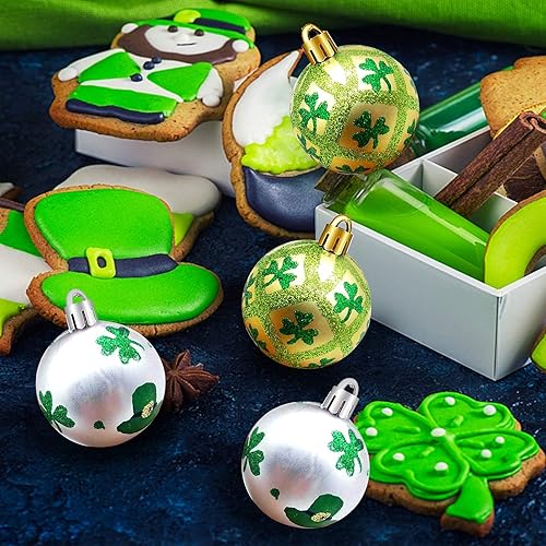 Miniatura 6 de Iceyyyy 12 adornos de San Patricio, bola colgante de trébol de San Patricio, bolas de decoración de trébol de buena suerte para el hogar, fiesta,