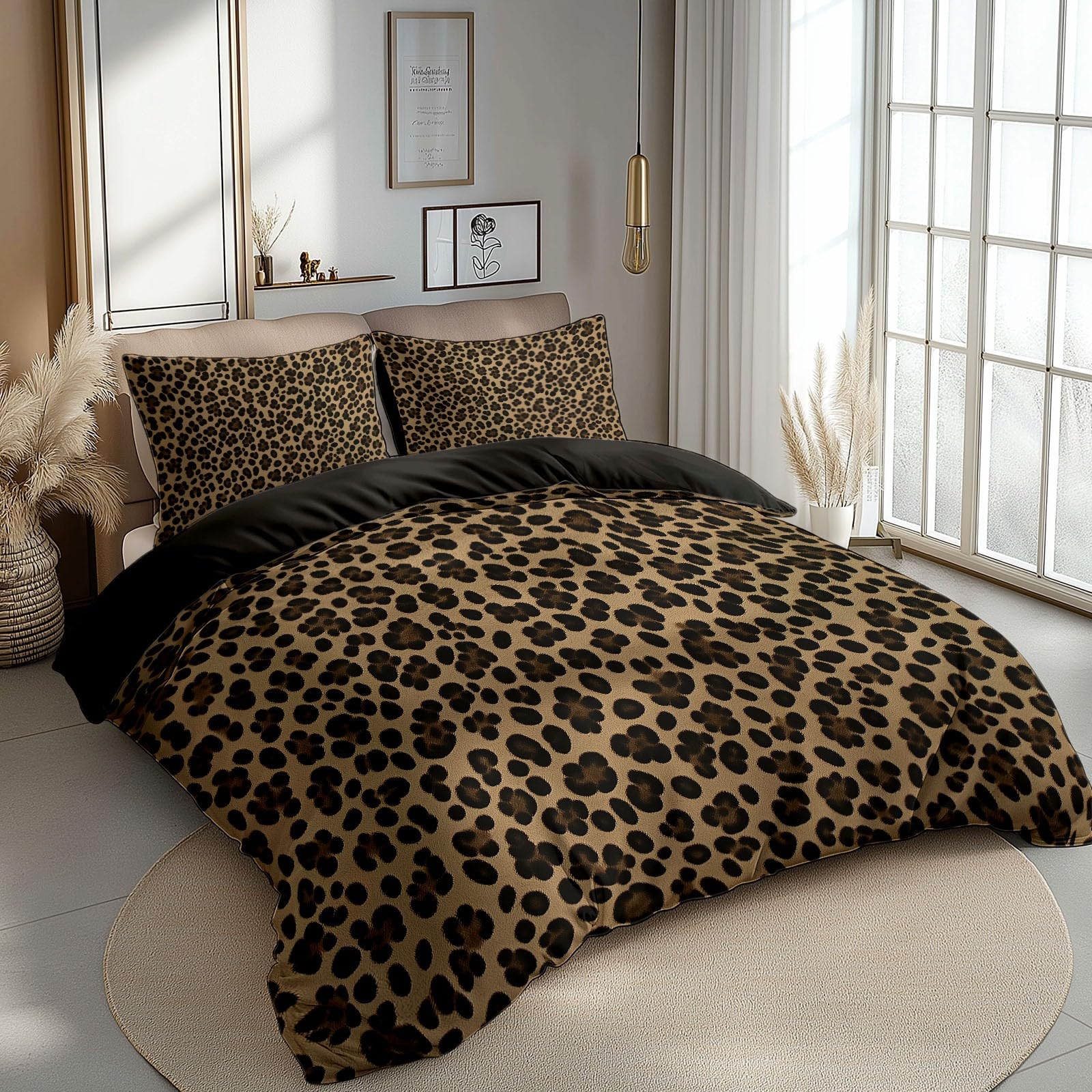 CozyRest Juego de Fundas Nórdicas Suave 3 Piezas para Cama 90 - Leopardo Guepardo Marrón Patrón Funda Edredón Poliéster Algodón 150 x 200 cm + 2 Funda de Almohada 50x75, Patrón Moderna de Estampado