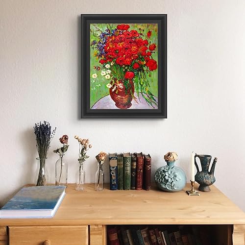 Miniatura 3 de Lost Cabin Red Poppies & Daisies de Vincent Van Gogh Impresión en marco biselado negro Reproducción de pinturas de obras de arte finas Póster