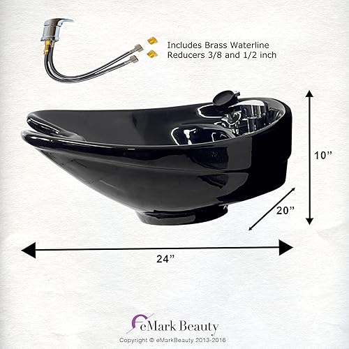 Miniatura 5 de TLC-B07-WT - Cuenco de champú de cerámica totalmente inclinable y montado en la pared, fregadero de salón negro, equipo de salón de belleza para