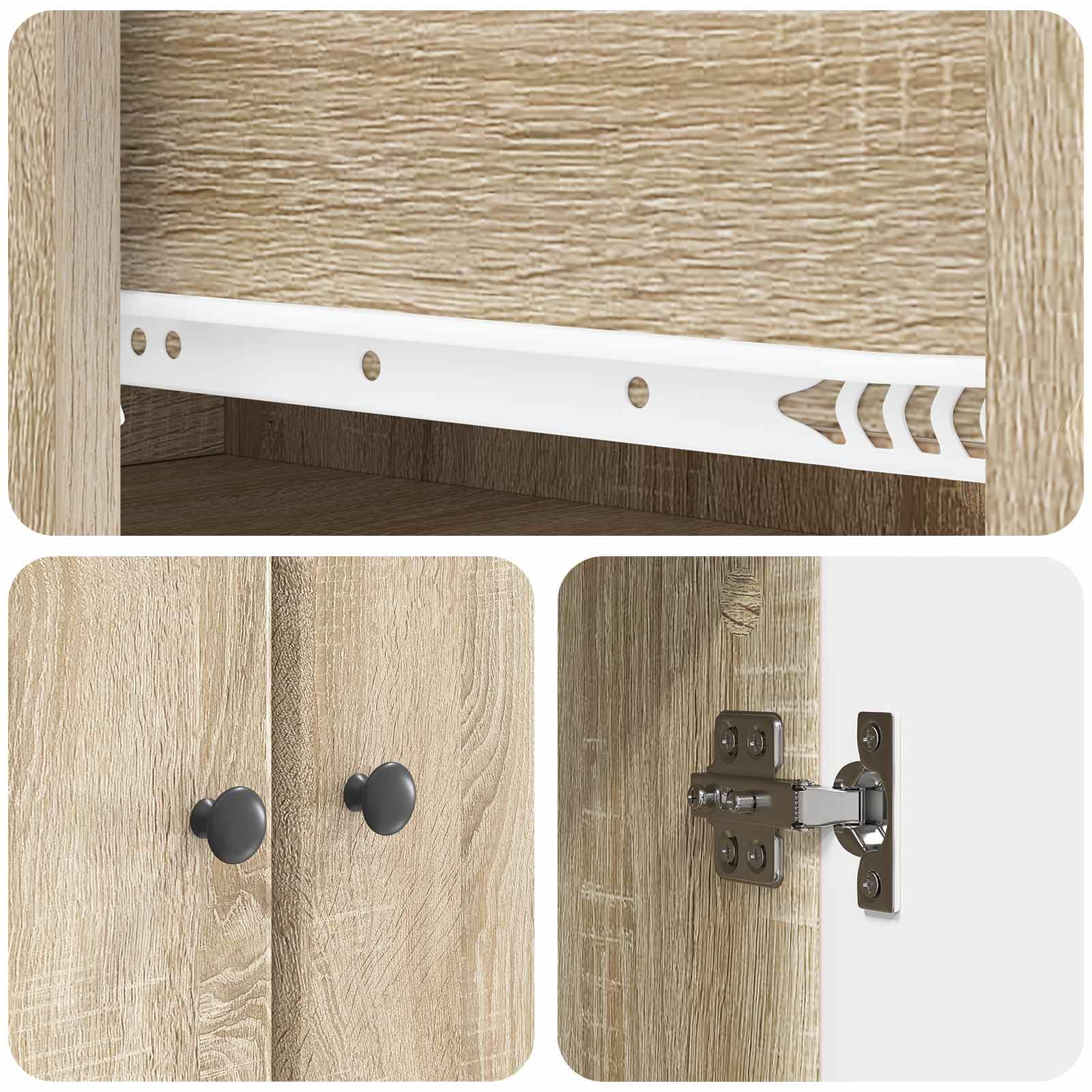 Hothingwell Chene Sonoma Design Meble 2 szt | Półka z drzwiami, modułowy schowek, oparcie Ergo, łatwe do czyszczenia