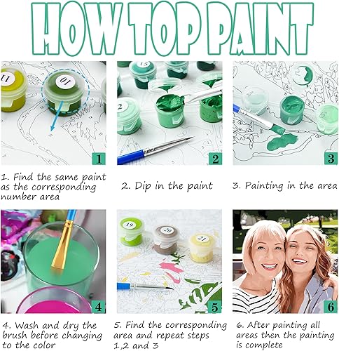 Miniatura 10 de SIYDCF Pintura personalizada por números, personaliza pintura por números para adultos principiantes, kit de pintura acrílica para decoración del