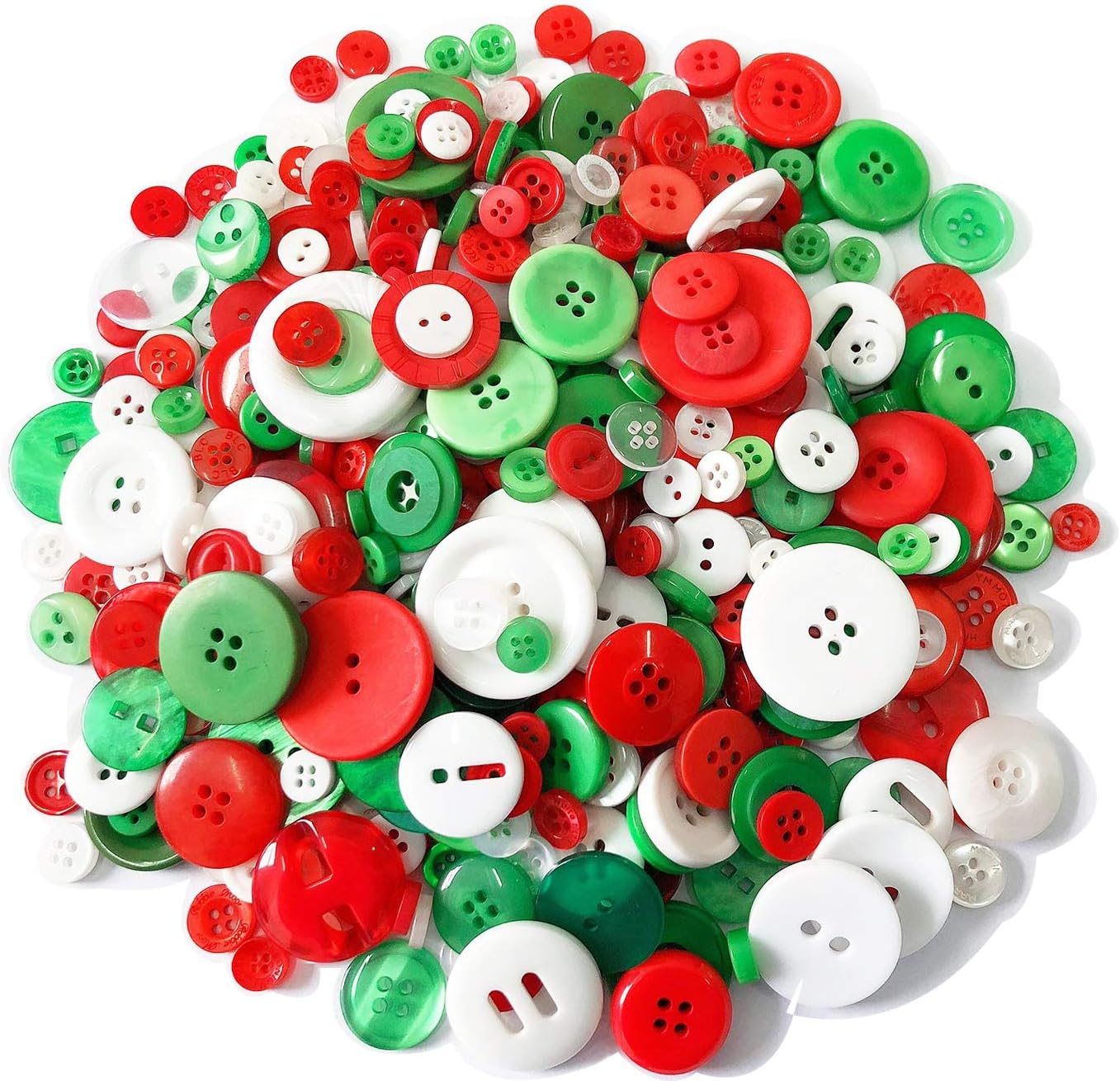 Greentime 600 PCS Resin Chiristmas Buttons Assorted Buttons 2 and 4 Holes Round Craft for Christmas Party Decorations Sewing DIY Crafts Manual Button Painting Handmade Ornament