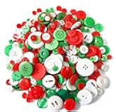 Greentime 600 PCS Resin Chiristmas Buttons Assorted Buttons 2 and 4 Holes Round Craft for Christmas Party Decorations Sewing DIY Crafts Manual Button Painting Handmade Ornament