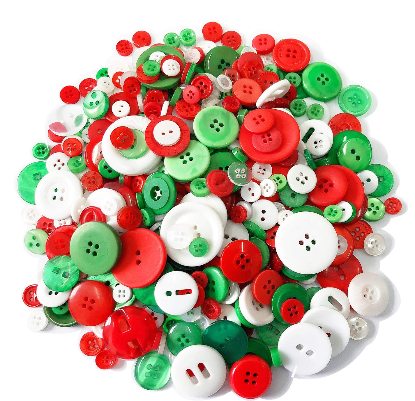 Greentime 600 PCS Resin Chiristmas Buttons Assorted Buttons 2 and 4 Holes Round Craft for Christmas Party Decorations Sewing DIY Crafts Manual Button Painting Handmade Ornament