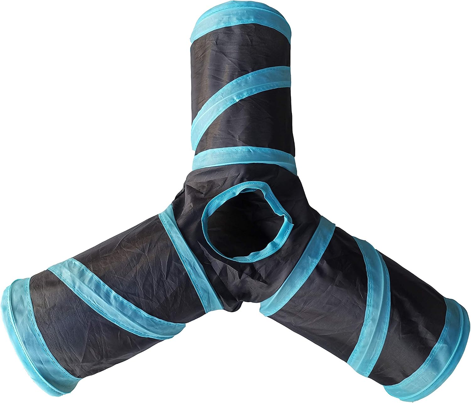 WOWOWMEOW Small Animals 3-Way Play Tunnel Foldable Toy Tube for Hamsters, Guinea Pigs, Chinchillas and Hedgehogs (Blue/Black)