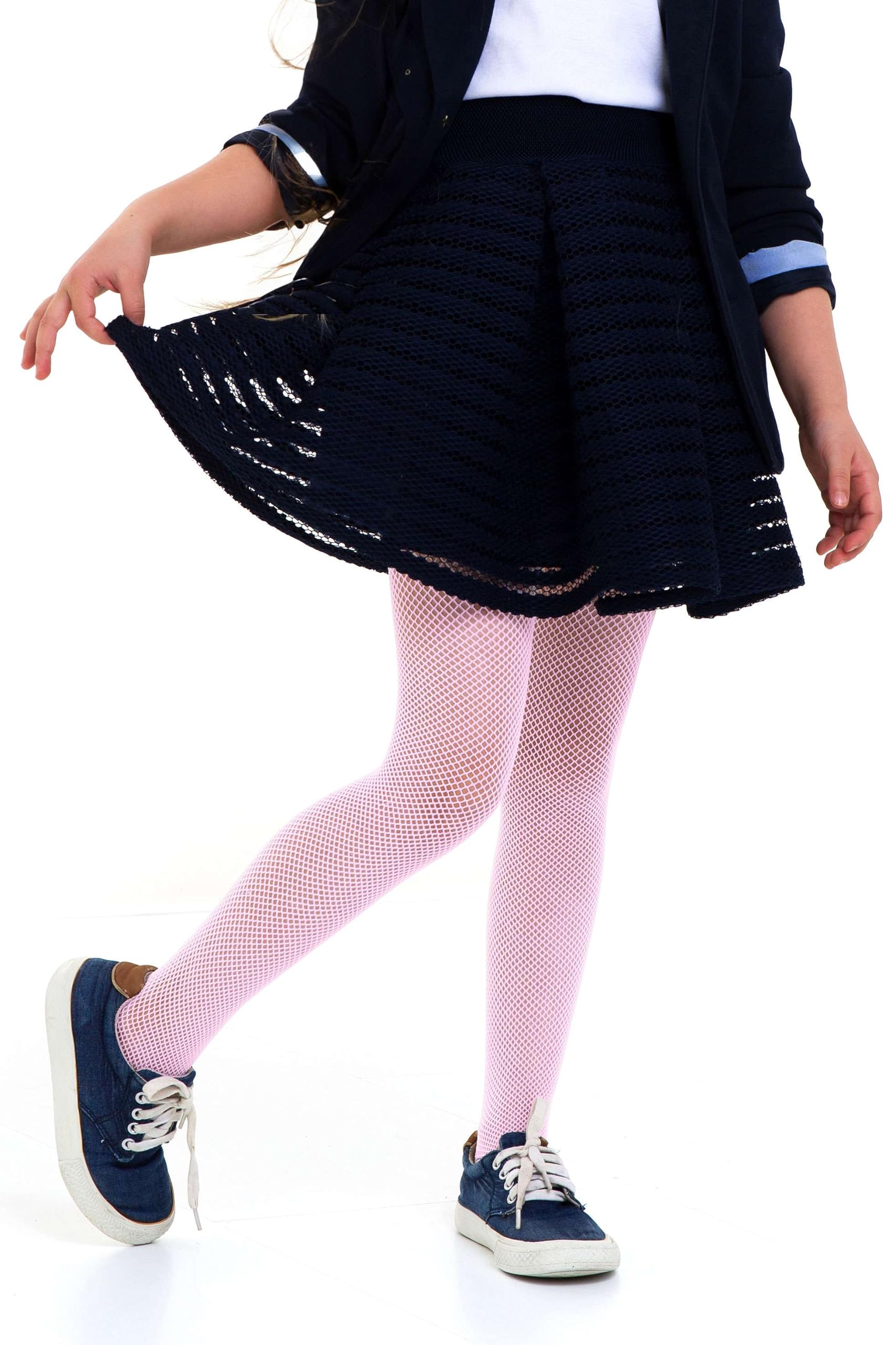 Looksy Girls Rosa ’S Fishnet Tights Durable Mesh Pantyhose Comfortable Small Diamond Netted Pattern Fashionable Hosiery Dance School Party Lena, 11-12 Years (146-152 Cm)