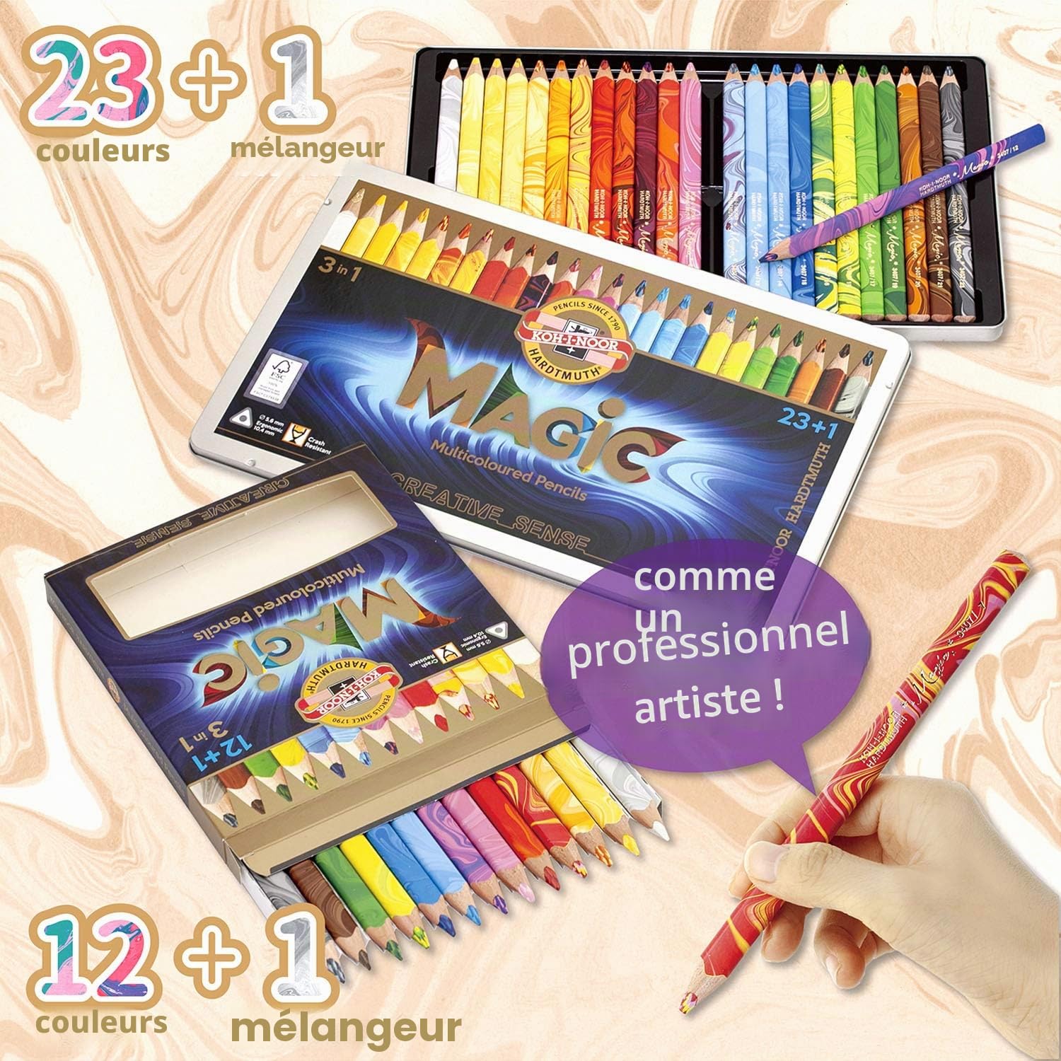 Koh-I-Noor MAGIC Jumbo Crayon de Couleur Triangulaire (Lot de 24)