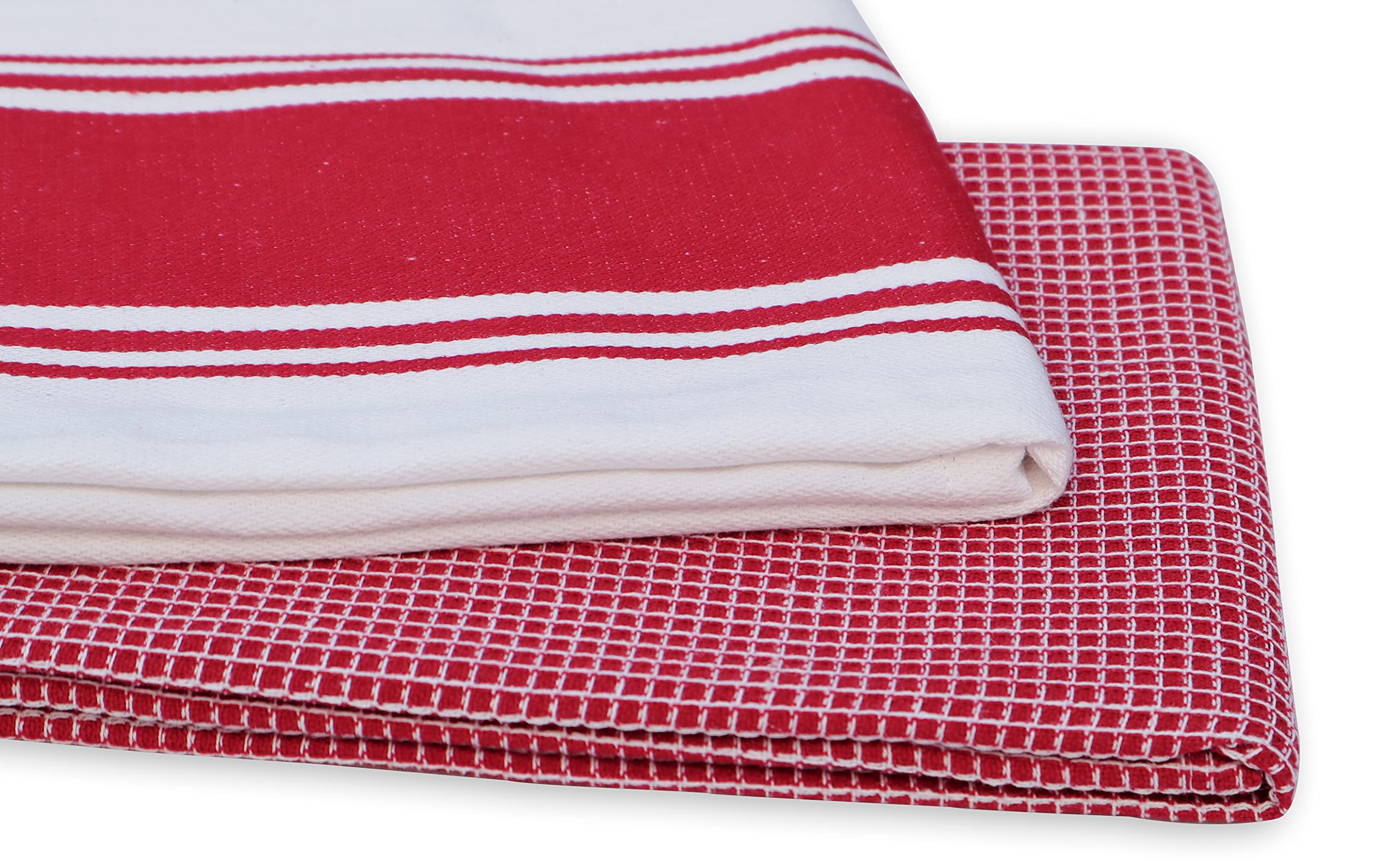 AMOUR INFINI 4-Pack Oversized Kitchen Towels | 28x20 Inch, 100% Ring-Spun Cotton | Classic Stripe, Highly Absorbent
