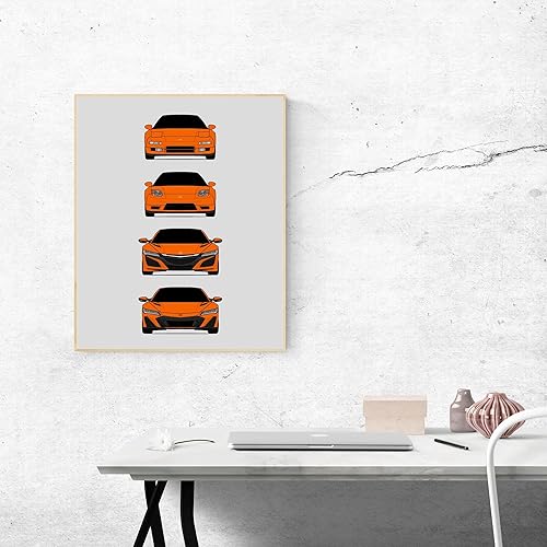 Vista 29 de Handmade Poster compatible with Honda Evolution Print Wall Art Décor Best Honda Generations - Multi, 8x10" Metallic Print (Unframed) - Gift for Car