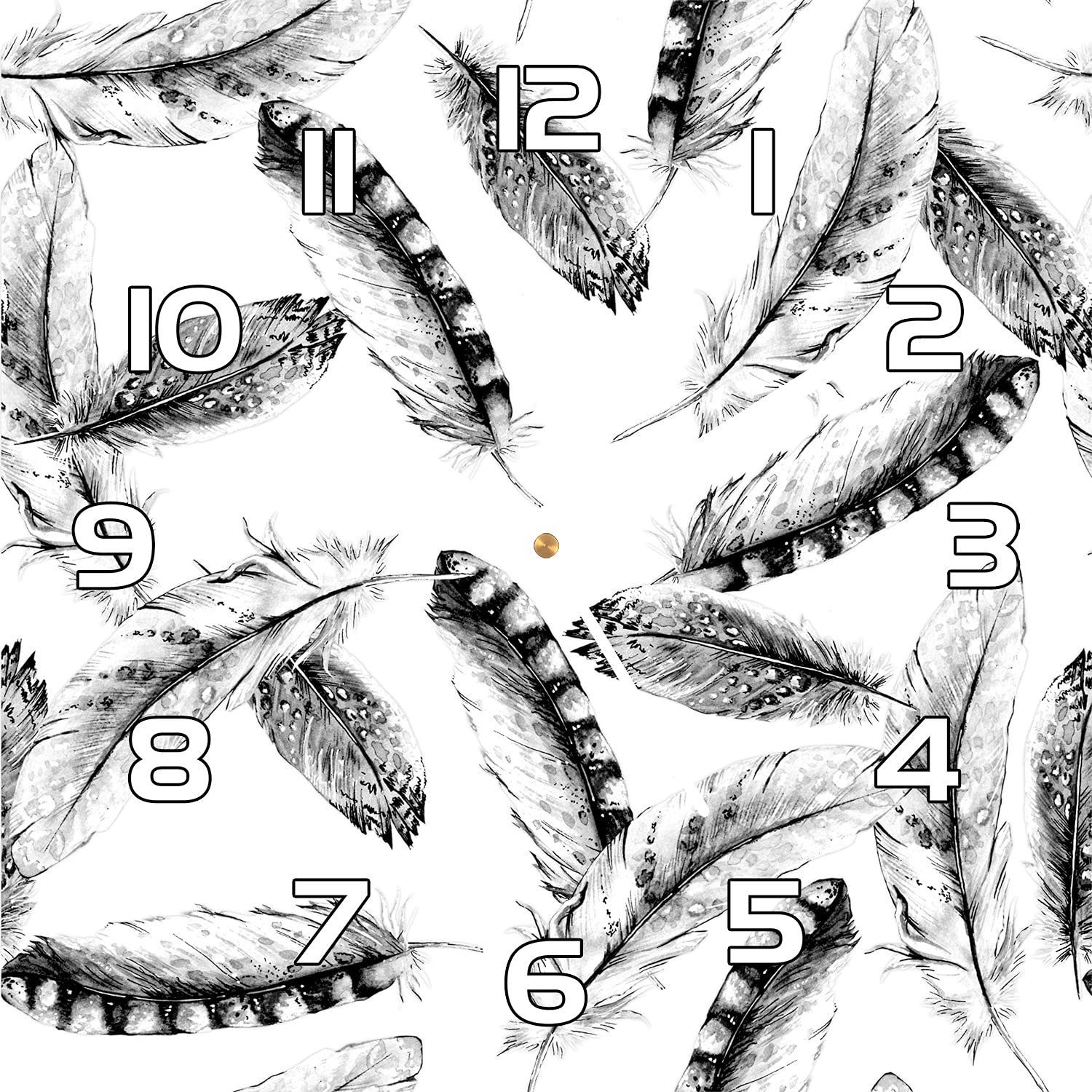 Horloge murale cuisine et salon en verre motif plume moderne 30x30cm