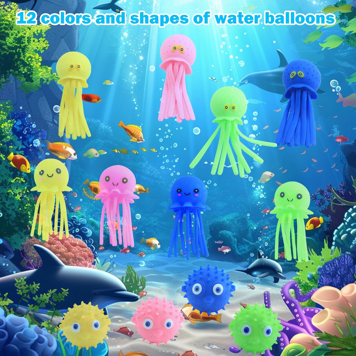 12 pcs Octopus Water Balls,Pool Toys for Kids Sensory Octopus Water Bomb Splash Balls, Suitable for Children's Pool Water Play, Underwater Party Decorations, Water Party Gifts