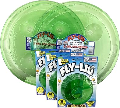 Billy-Bob Fly Lid Combo- Indoor Outdoor Eco Friendly Fly Control Pack - Includes 6 Fly-Lids 3-2 Packs for Disposable Cups and 2 Fly-Lids for 5 Gallon Buckets
