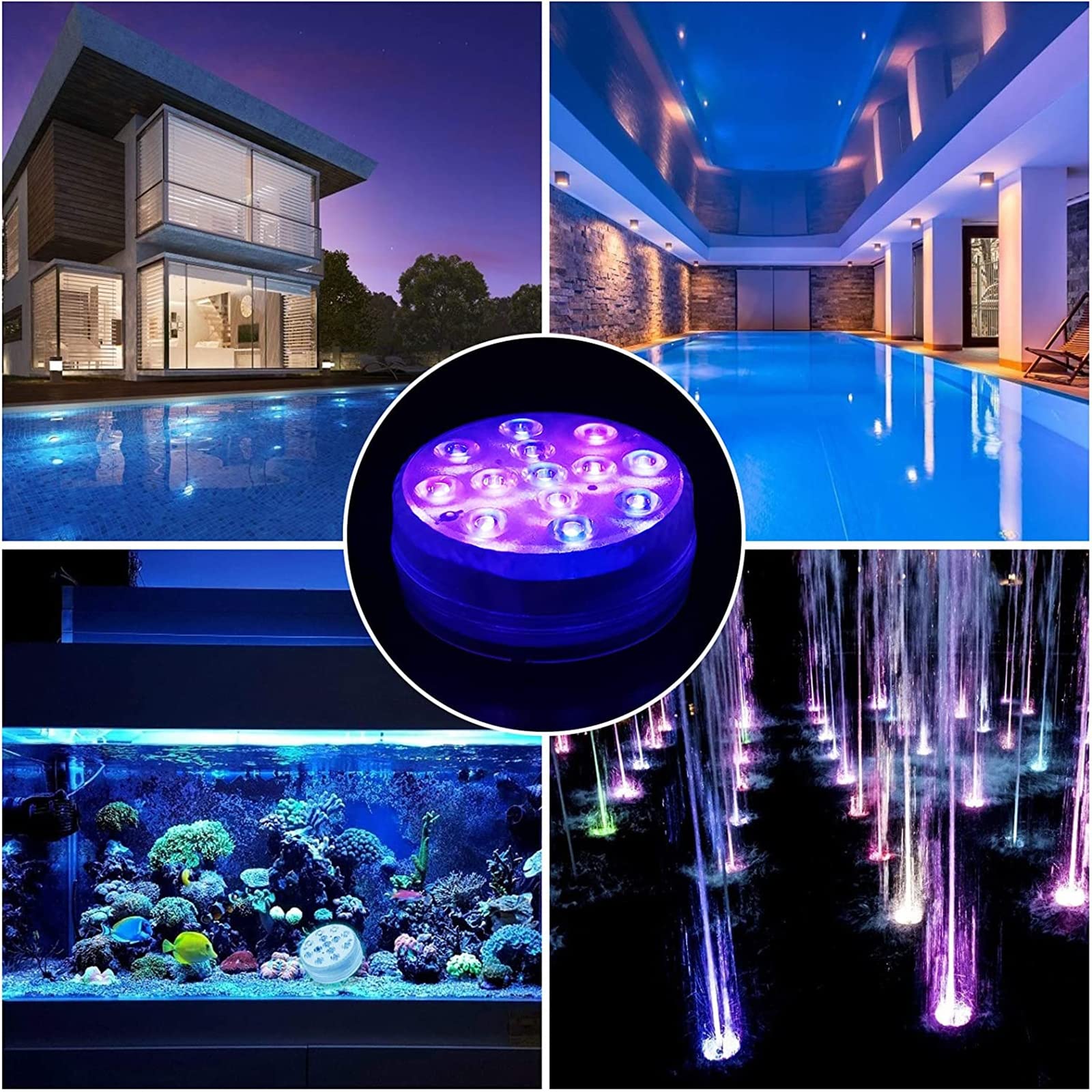 Oświetlenie stawu Pod wodą, oświetlenie LED do wanny z hydromasażem Wodoodporne, zanurzalne oświetlenie LED ze zdalnymi lampkami do kąpieli Zasilane bateryjnie z 16 kolorami RGB Zmiana