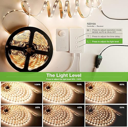 Miniatura 4 de Luces inalámbricas Senosr de movimiento para debajo del gabinete, tira de luces LED de 19.7 pies con adaptador listado UL, regulador de control de